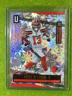 ODELL BECKHAM JR PRIZM CARD JERSEY #13 BROWNS #/75 SP 2019 Unparalleled IMPACT! - Image 1