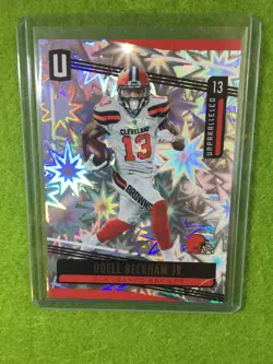 ODELL BECKHAM JR PRIZM CARD JERSEY #13 BROWNS #/75 SP 2019 Unparalleled IMPACT! - Image 4