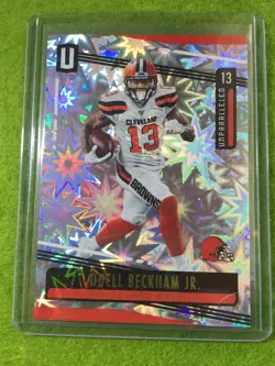 ODELL BECKHAM JR PRIZM CARD JERSEY #13 BROWNS #/75 SP 2019 Unparalleled IMPACT! - Image 5