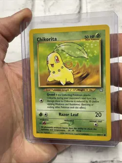 Pokemon Chikorita 54/111 Neo Genesis Unlimited MP+ Vintage Vtg Nintendo Common - Image 2