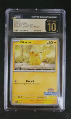 POKEMON CGC PRISTINE 10 PIKACHU ILLUSTRATION CONTEST WINNER 2024 #214 PROMO - Image 1