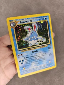 Pokemon TCG Azumarill 2/111 🌀SWIRL Unlimited Holo Rare WOTC Neo Genesis - LP - Image 3