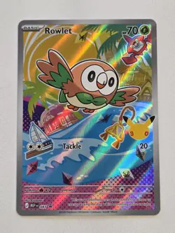 Rowlet 043 IR Pokemon Black Star Promo Full Art Illustration Rare Pokemon 30th - Image 1