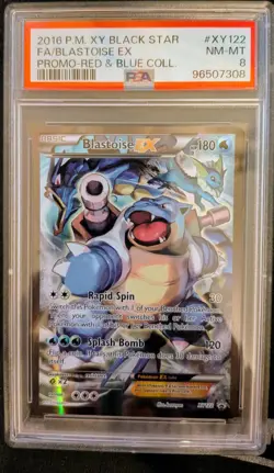 Pokemon TCG Blastoise EX XY122 Black Star Full Art Promo Card PSA 8 - Image 3