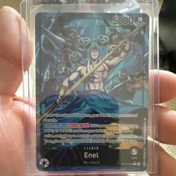 One Piece CCG Leader Card Enel OP15-058 5000 Power One Piece Franchise Card - Image 1
