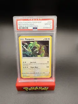 2020 Pokemon SWSH Rayquaza Holo Triple Blisters Pack BSP Promo #029 PSA 10 Swirl - Image 1