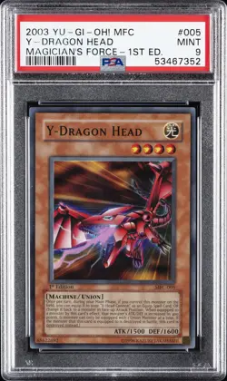 2003 YU-GI-OH! MFC-MAGICIAN'S FORCE 1ST ED #005 Y-DRAGON HEAD PSA 9 - Image 1