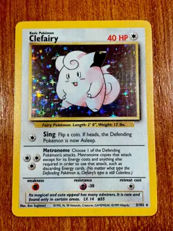 1999 Pokemon Clefairy 1st Edition Base 5/102 Holo Excellent TCG WOTC Card - Image 1