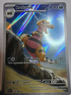 Krokorok 136/086 Pokemon TCG Illustration Rare NM – Black Bolt Full Art Holo - Image 1