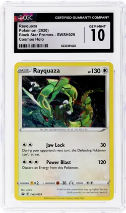 Rayquaza SWSH029 Cosmos Holo Black Star Promo Pokemon TCG CGC Mint 10 2020 - Image 1