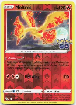 Moltres Reverse Holo Pokemon GO 012/078 NM - Image 1
