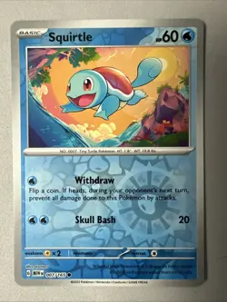 Pokemon TCG * Scarlet & Violet 151 * 007/165 Squirtle C * REVERSE HOLO * NM - Image 1