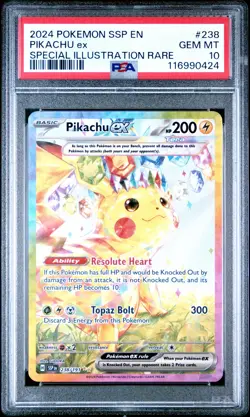 2024 POKEMON SSP EN-SURGING SPARKS SPECIAL ILLUSTRATION RARE PIKACHU EX PSA 10 - Image 1