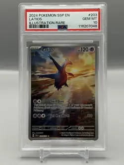 Latios 203/191 Illustration Rare Sv08: Surging Sparks Holo Pokemon PSA 10 - Image 1