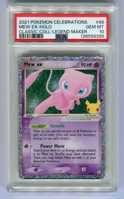 2021 Pokemon Celebrations 88/92 MEW EX-HOLO CLASSIC COLLECTION PSA 10 - Image 1