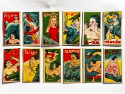 TARZAN "MENKO" VINTAGE 1950's JAPANESE CARDS with package paper lot 12 - Image 1