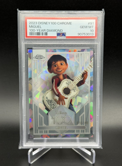 Miguel 💥 PSA 10 GEM MT BASE SET 100-YEAR DIAMOND /100! 2023 Topps Chrome Disney - Image 1