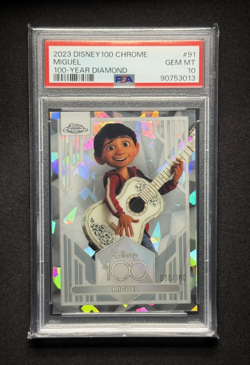 Miguel 💥 PSA 10 GEM MT BASE SET 100-YEAR DIAMOND /100! 2023 Topps Chrome Disney - Image 2