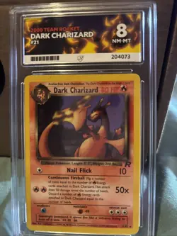 Dark Charizard 21/82 2000 Team Rocket ACE 8 Graded Pokemon Card - Image 1