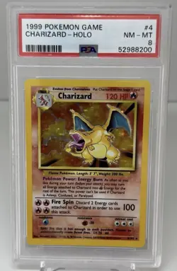 Pokemon TCG Charizard Card 4/102 WOTC 1999 Rare Holo Base Set PSA 8 - Image 1