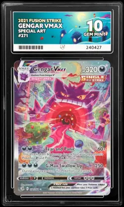 Pokemon Gengar VMAX Fusion Strike TCG Card 271/264 Ace 10 Perfect Subgrade - Image 1
