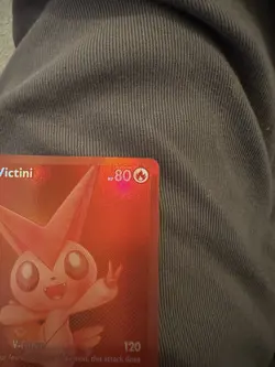Pokemon TCG Red Victini Card 172/086 White Flare English Monochrome Red - Image 3