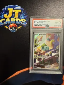 Pokemon TCG Bulbasaur Stellar Crown Illustration Holo Card 143/142 PSA 10 - Image 1