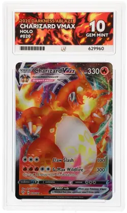 Pokemon TCG Charizard VMAX Darkness Ablaze Holo Ultra Rare Card 020/189 Ace 10 - Image 1