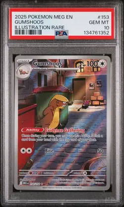 Gumshoos 2025 Pokemon Meg En-Mega Evolution #153 Illustration Rare PSA 10 - Image 1