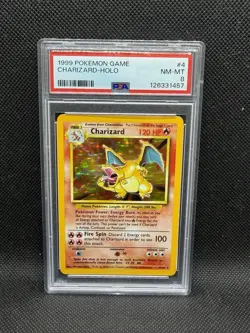 Pokemon TCG Charizard Base Set Holo Unlimited Rare Card 4/102 PSA 8 - Image 1