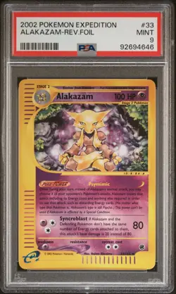 Pokemon ALAKAZAM 33/165 Reverse Holo 2002 Expedition PSA 9 - Image 1