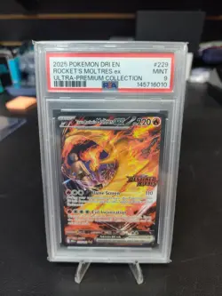 Pokemon Destined Rivals Team Rocket's Moltres ex UPC Stamped Promo 229/182 PSA 9 - Image 1