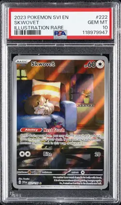 2023 POKEMON SVI EN-SCARLET & VIOLET ILLUSTRATION RARE #222 SKWOVET PSA 10 - Image 1