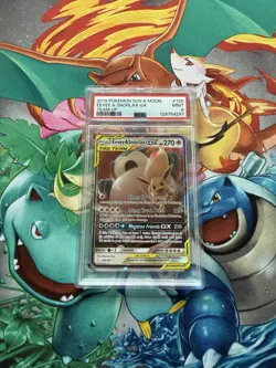 Pokemon Eevee & Snorlax GX 120/181 Sun and Moon Team Up Tag Team Edition PSA 9 - Image 1