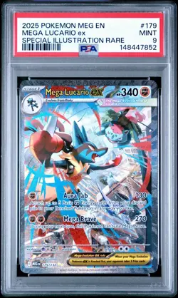 2025 POKEMON MEG EN-MEGA EVOLUTION #179 MEGA LUCARIO EX PSA 9 - Image 1