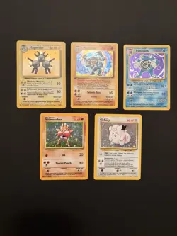 Pokemon Base Set Holo Lot Clefairy Hitmonchan Poliwrath Magneton Machamp 1st Ed - Image 1