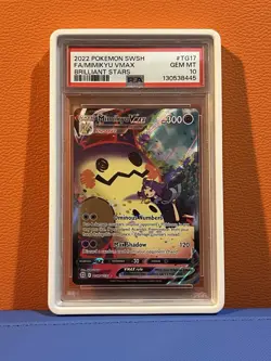 PSA 10 MIMIKYU VMAX TG17 BRILLIANT STARS SWORD & SHIELD POKEMON GEM MINT - Image 1