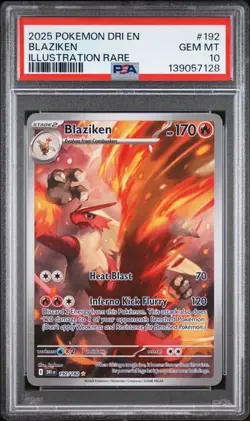 2025 POKEMON DRI EN-DESTINED RIVALS #192 BLAZIKEN ILLUSTRATION RARE PSA 10 - Image 1