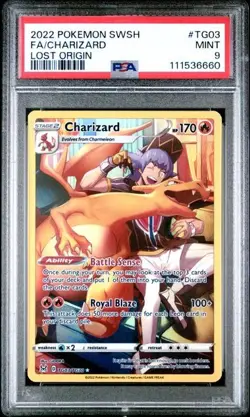 2022 POKEMON SWORD & SHIELD LOST ORIGIN #TG03 FULL ART/CHARIZARD PSA 9 - Image 1