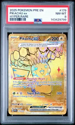 2025 Prismatic Evolutions Pikachu ex PSA 8 Hyper Rare #179/131 Pokemon PRE EN - Image 1