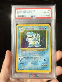 Pokemon Blastoise 002/102 Base Set Holo Rare English PSA 8 1999 - Image 1