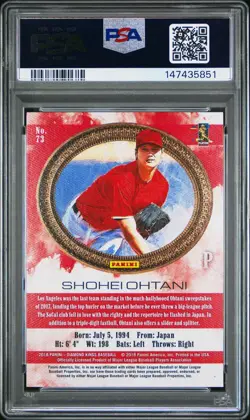 2018 Panini Diamond Kings Pitching No Pinstripe Shohei Ohtani #73 PSA 10 - Image 2