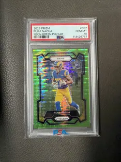 2023 Prizm Puka Nacua RC Neon Green Pulsar Rookie #357 Rams PSA 10 RC BYU - Image 1