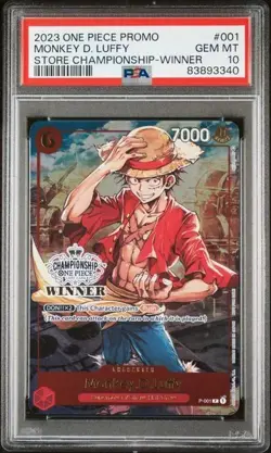 2023 One Piece EN Store Championship Winner #001 Monkey D. Luffy PSA 10 GEM MINT - Image 1