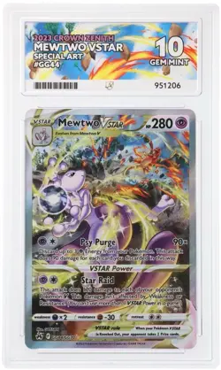 ACE 10 MEWTWO VSTAR GG44/GG70 | Crown Zenith Full Art Graded Pokemon Card KB - Image 1