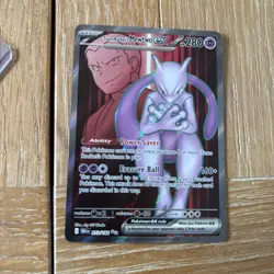 Pokemon TCG Destined Rivals Team Rocket's Mewtwo EX Full Art Rare Card 213/182 - Image 1