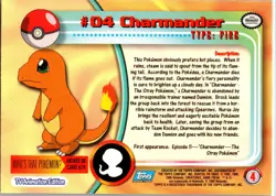 LP/NM Topps Pokemon Charmander #04 TV Animation Edition Non Foil Card Blue Logo - Image 2