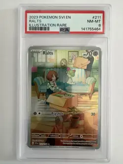 2023 Pokemon TCG Scarlet & Violet Illustration Rare Ralts #211/198, 8 PSA. - Image 1
