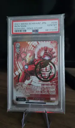 2021 Weiss Schwarz Marvel Iron Man 036MAR/S89 Gold Stamp PSA 10 - Image 1