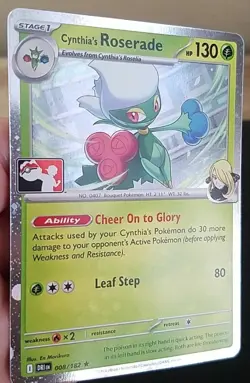 CYNTHIA’S ROSERADE 008/182, HOLO, STAMPED, PRIZE PACK 8, POKEMON CARD (NM) - Image 3
